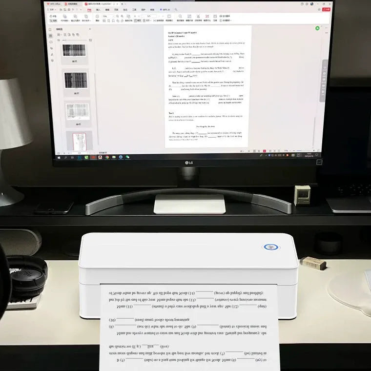 🖨️ Portable A4 Thermal Printer, Wireless Bluetooth Inkless Printer Compatible with iOS Android Laptop, Travel Business Home School Tattoo Document Printing