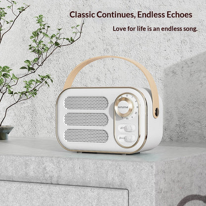 📻 Vintage Portable Bluetooth 5.0 Speaker, Retro Radio Style Hi-Fi Bass Mini Wireless Speaker with Leather Handle Support AUX TF Card for Desk Home Decor