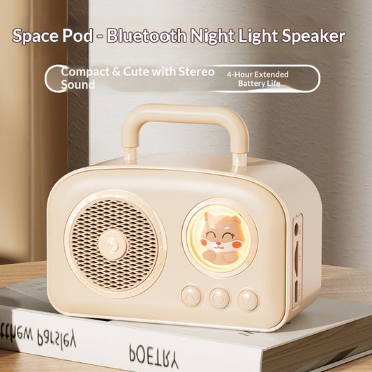 🔊 Cute Portable Bluetooth 5.3 Speaker, 5W Hi-Fi Mini Wireless Speaker Support TF Card AUX FM Radio, Type-C Rechargeable Small Outdoor Speaker