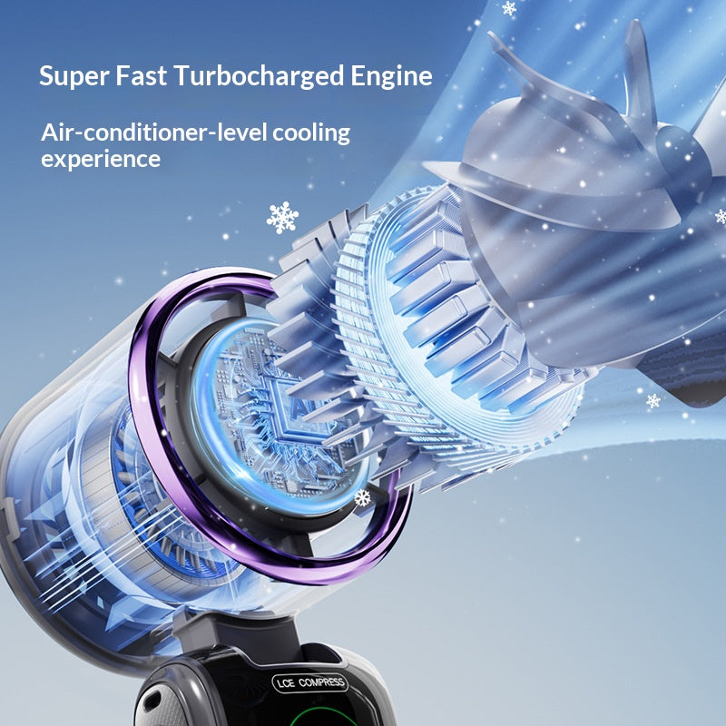 ❄️ Instant Ice Compress Cooling Handheld Fan, 1-100 Speed Adjustable Foldable Portable Turbo Fan, 3600mAh Rechargeable Desktop & Pocket Cooling Fan for Outdoor Travel