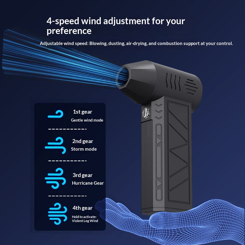 💨  Portable High Speed Turbine Jet Blower Fan, Brushless Motor 4-Speed Adjustable Handheld Blower with Magnetic Nozzle for Cooling Dust Pet Hair Snow Cleaning
