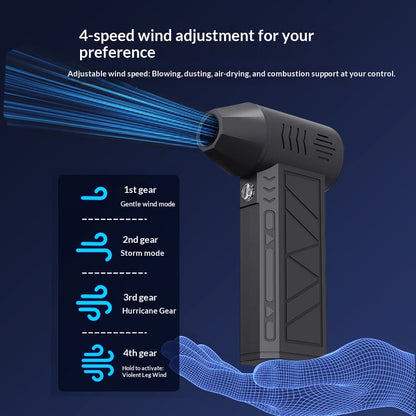 💨  Portable High Speed Turbine Jet Blower Fan, Brushless Motor 4-Speed Adjustable Handheld Blower with Magnetic Nozzle for Cooling Dust Pet Hair Snow Cleaning