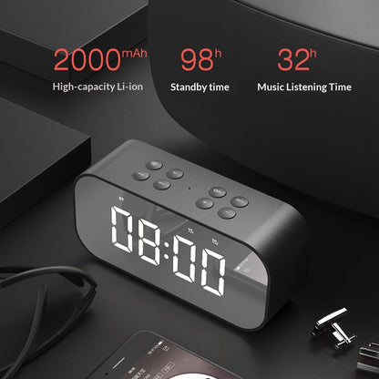 ⏰ 3-in-1 Mirror LED Alarm Clock Bluetooth Speaker, Dual Alarms Hands-Free Call Speaker with 3 Adjustable Brightness, 2000mAh Portable Digital Clock for Bedroom Dorm Office