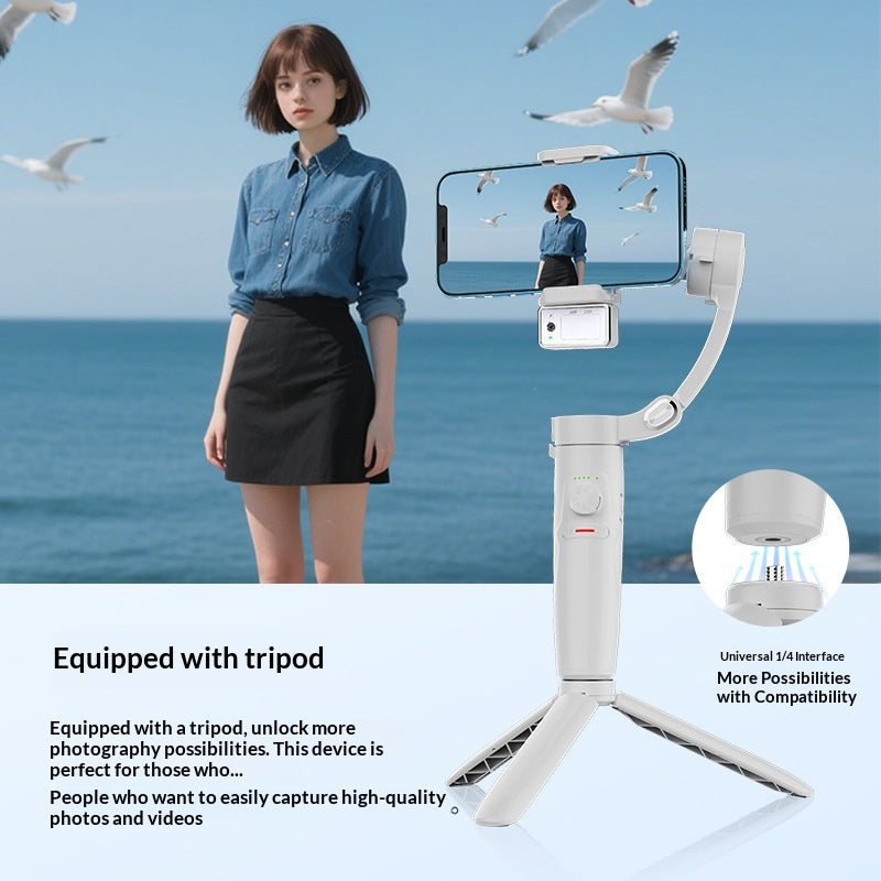 🎥 3-Axis Brushless Phone Gimbal Stabilizer, Foldable Handheld Smartphone Video Stabilizer with Built-in Tripod, One Key Zoom & 270° Rotation for Vlog TikTok YouTube Live Stream