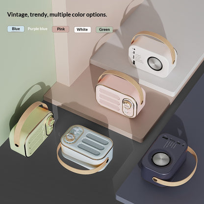 📻 Vintage Portable Bluetooth 5.0 Speaker, Retro Radio Style Hi-Fi Bass Mini Wireless Speaker with Leather Handle Support AUX TF Card for Desk Home Decor