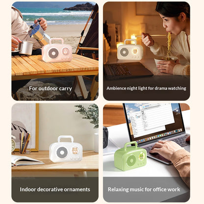🔊 Cute Portable Bluetooth 5.3 Speaker, 5W Hi-Fi Mini Wireless Speaker Support TF Card AUX FM Radio, Type-C Rechargeable Small Outdoor Speaker