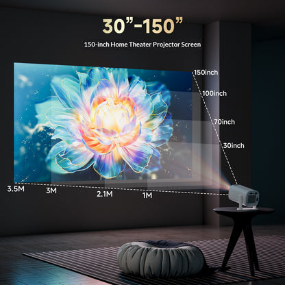 📽️ PLUS Portable Smart Projector, Native 720P 150” Home Theater Projector, WiFi6 Bluetooth5.0 Auto Keystone Correction Mini Projector for Outdoor Camping Dorm Bedroom