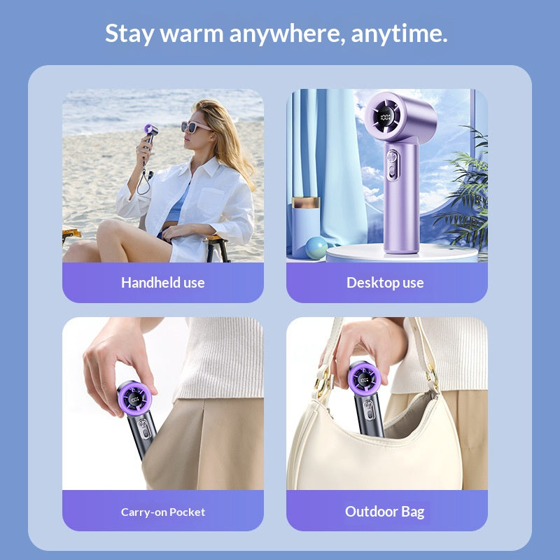 🌬️Wireless Charging Mini Handheld Turbo Fan, 2000mAh Rechargeable Portable Pocket Fan, 20000RPM Quiet High Speed Cooling Fan for Outdoor Travel Commute