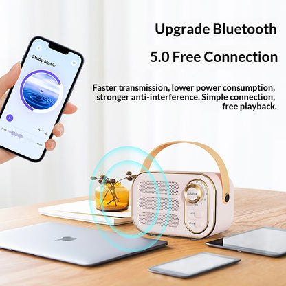 📻 Vintage Portable Bluetooth 5.0 Speaker, Retro Radio Style Hi-Fi Bass Mini Wireless Speaker with Leather Handle Support AUX TF Card for Desk Home Decor