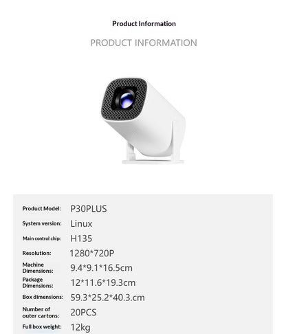 📽️ PLUS Portable Smart Projector, Native 720P 150” Home Theater Projector, WiFi6 Bluetooth5.0 Auto Keystone Correction Mini Projector for Outdoor Camping Dorm Bedroom