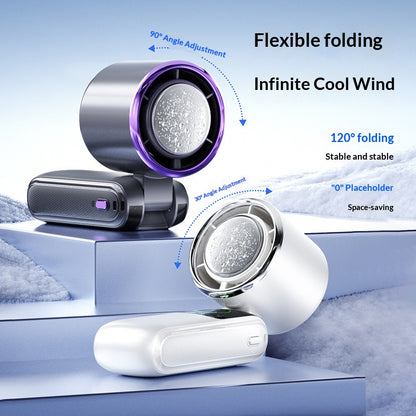 ❄️ Instant Ice Compress Cooling Handheld Fan, 1-100 Speed Adjustable Foldable Portable Turbo Fan, 3600mAh Rechargeable Desktop & Pocket Cooling Fan for Outdoor Travel