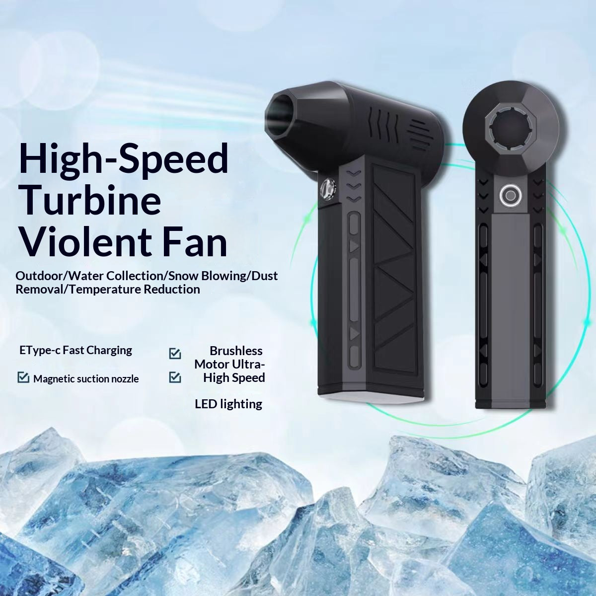 💨  Portable High Speed Turbine Jet Blower Fan, Brushless Motor 4-Speed Adjustable Handheld Blower with Magnetic Nozzle for Cooling Dust Pet Hair Snow Cleaning