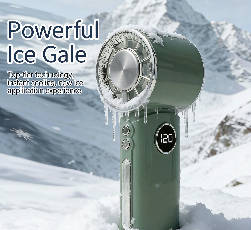 ❄️ Instant Ice Compression Cooling Handheld Turbo Fan, 100+ Adjustable Speed LED Display Portable Pocket Fan, USB-C Rechargeable Personal Air Cooler for Summer Outdoor Travel