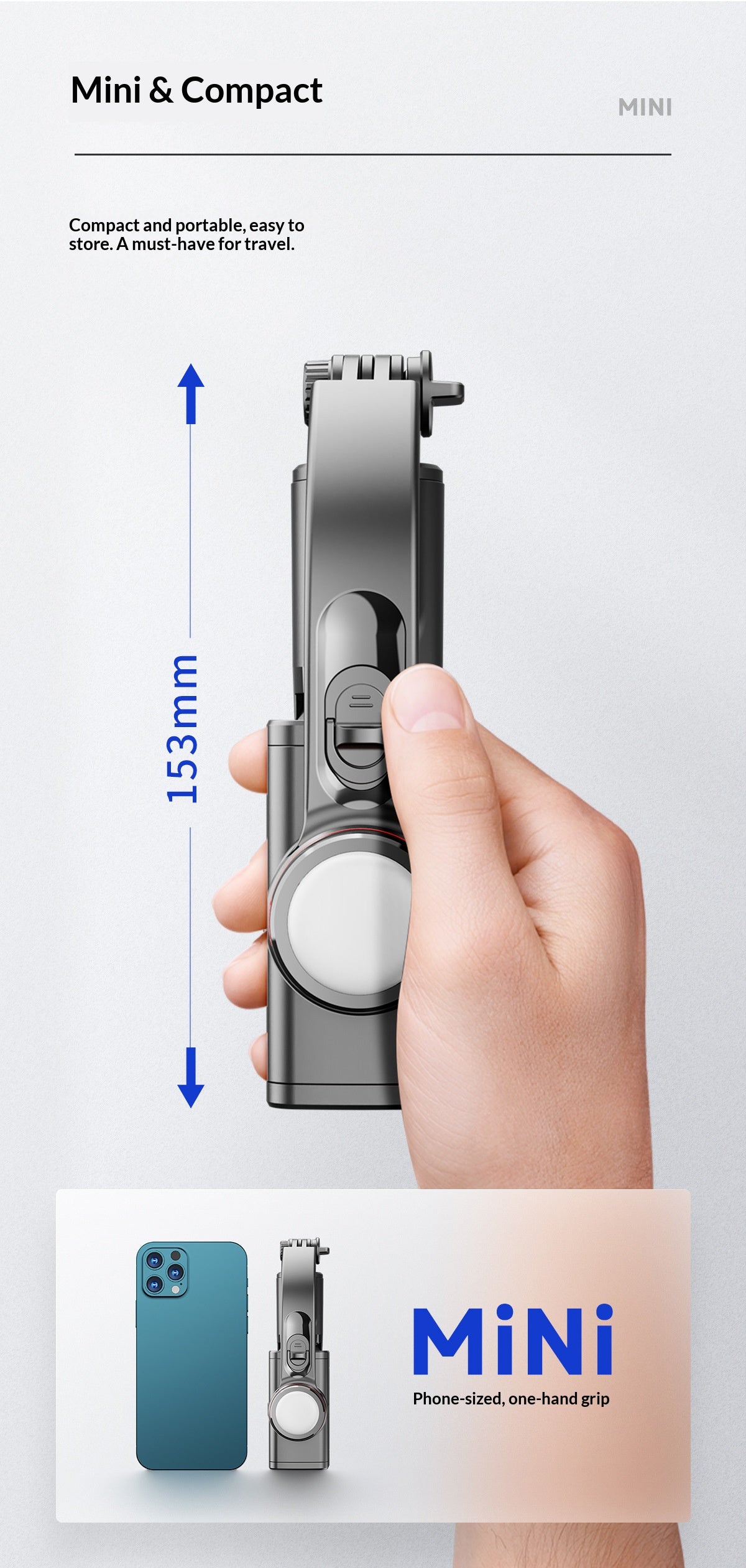 📸 Mini Single Axis Phone Gimbal Stabilizer with 3-Color Fill Light, 360° Rotation Portable Handheld Smartphone Video Stabilizer for Vlog Selfie Night Shooting