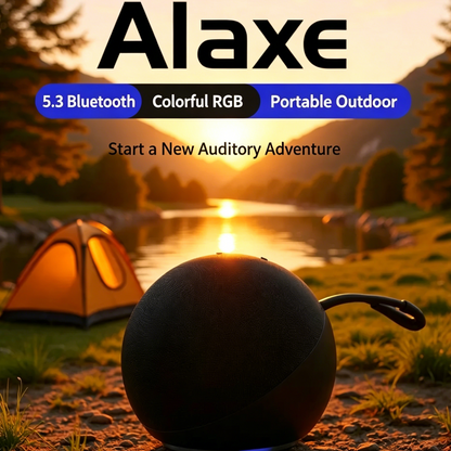 🔋Alaxe Portable Bluetooth 5.3 Speaker, IPX5 Waterproof Mini Ball Wireless Speaker with 360° Surround Sound, RGB LED Lights, Up to 12H Playtime, Compact Outdoor Speaker for Beach Camping Travel Home Party