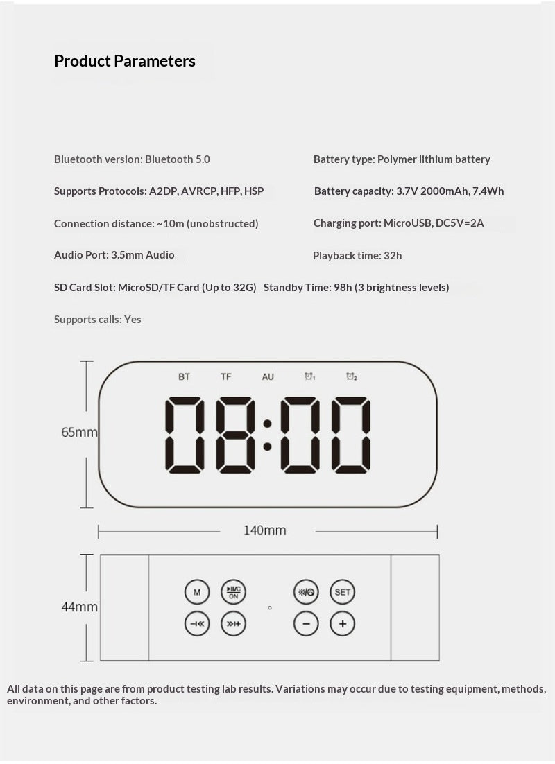 ⏰ 3-in-1 Mirror LED Alarm Clock Bluetooth Speaker, Dual Alarms Hands-Free Call Speaker with 3 Adjustable Brightness, 2000mAh Portable Digital Clock for Bedroom Dorm Office