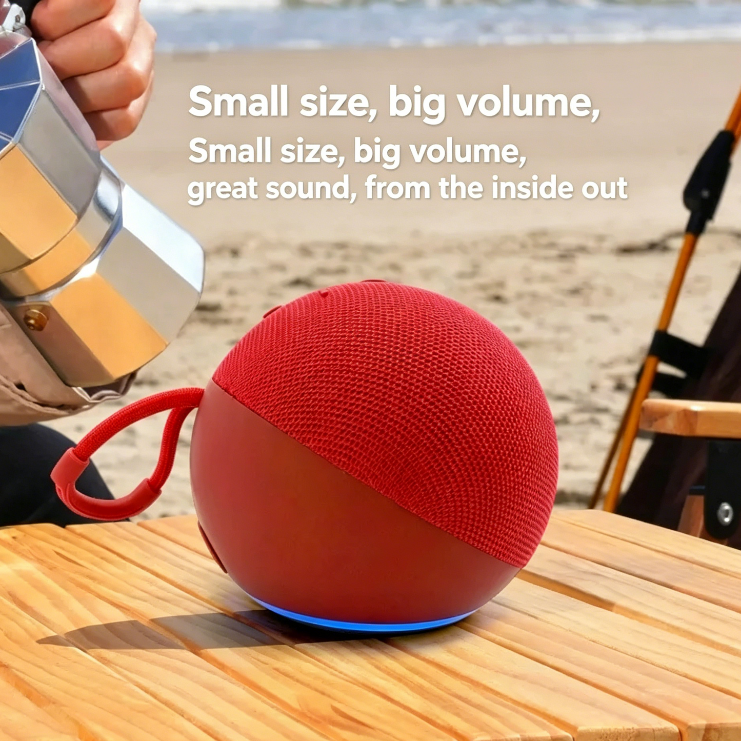 🔋Alaxe Portable Bluetooth 5.3 Speaker, IPX5 Waterproof Mini Ball Wireless Speaker with 360° Surround Sound, RGB LED Lights, Up to 12H Playtime, Compact Outdoor Speaker for Beach Camping Travel Home Party