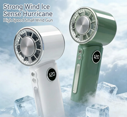 ❄️ Instant Ice Compression Cooling Handheld Turbo Fan, 100+ Adjustable Speed LED Display Portable Pocket Fan, USB-C Rechargeable Personal Air Cooler for Summer Outdoor Travel