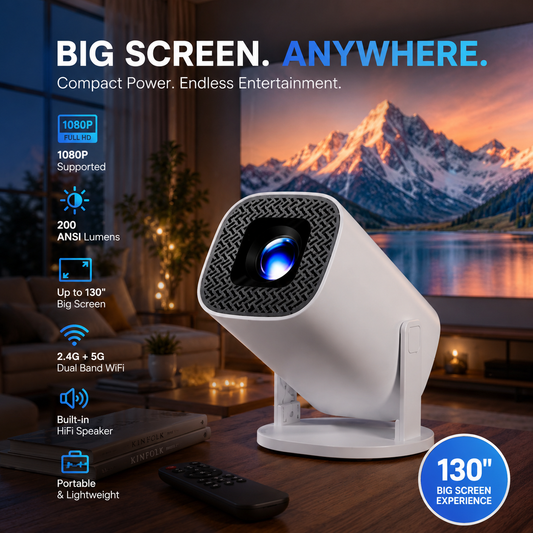 📽️ PLUS Portable Smart Projector, Native 720P 150” Home Theater Projector, WiFi6 Bluetooth5.0 Auto Keystone Correction Mini Projector for Outdoor Camping Dorm Bedroom