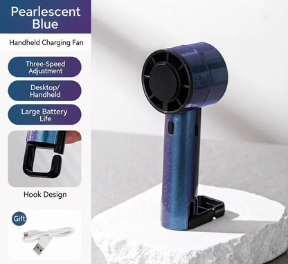 🌬️ Semiconductor Instant Cooling Handheld Fan, 3 Speed Adjustable Portable Pocket Cooler with Built-in Hook & Stand, USB Rechargeable Personal Fan for Camping Desk Outdoor Travel
