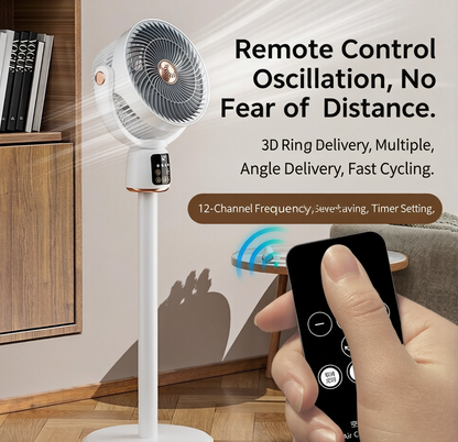 🌬️ Smart Air Circulator Fan, 12-Speed Quiet Brushless Desk Fan with Remote App Voice Control, 3D Oscillating Energy Efficient Whole Room Circulation Fan for Bedroom Home Office