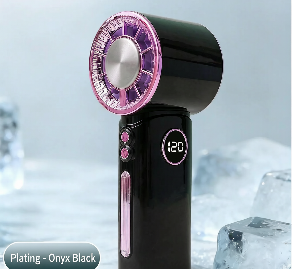 ❄️ Instant Ice Compression Cooling Handheld Turbo Fan, 100+ Adjustable Speed LED Display Portable Pocket Fan, USB-C Rechargeable Personal Air Cooler for Summer Outdoor Travel