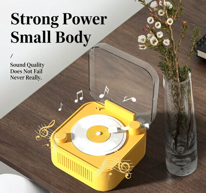 🎵 Retro Vinyl Turntable Style Bluetooth 5.0 Speaker, Spinning Record Decor Mini Stereo Speaker Support TF AUX USB, Rechargeable Portable Vintage Desk Decor Speaker for Bedroom Home
