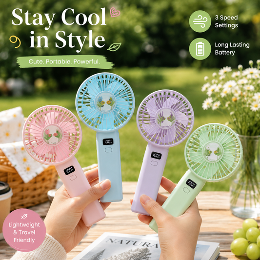 🌬️2-in-1 Handheld & Desktop Fan, 199 Speed Adjustable Portable Fan with Digital LED Display, USB-C Rechargeable Mini Pocket Cooling Fan for Travel Camping Desk Outdoor