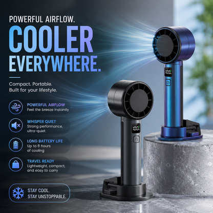 🌬️ Semiconductor Instant Cooling Handheld Fan, 3 Speed Adjustable Portable Pocket Cooler with Built-in Hook & Stand, USB Rechargeable Personal Fan for Camping Desk Outdoor Travel
