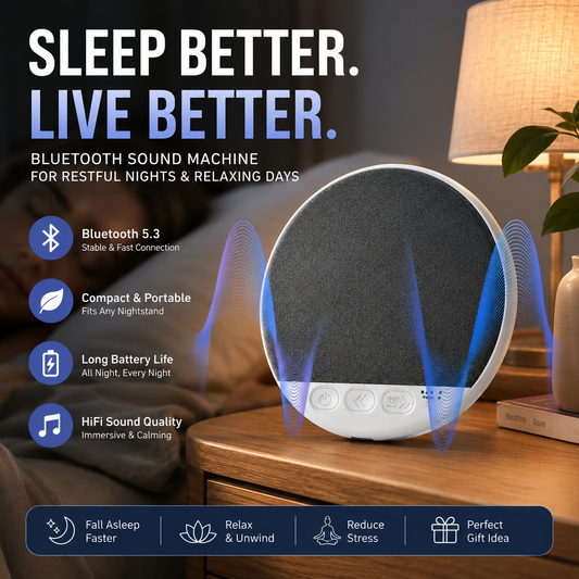 🛌 Under Pillow Sleep Speaker, Built-in White Noise Machine, Hi-Fi Harman Tuned Bluetooth Speaker with TF Card Support, Auto Timer for Better Sleep