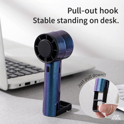 🌬️ Semiconductor Instant Cooling Handheld Fan, 3 Speed Adjustable Portable Pocket Cooler with Built-in Hook & Stand, USB Rechargeable Personal Fan for Camping Desk Outdoor Travel