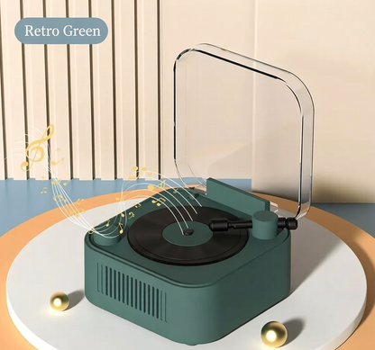 🎵 Retro Vinyl Turntable Style Bluetooth 5.0 Speaker, Spinning Record Decor Mini Stereo Speaker Support TF AUX USB, Rechargeable Portable Vintage Desk Decor Speaker for Bedroom Home