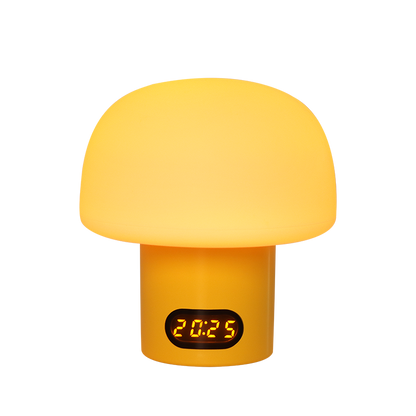 🍄 Mushroom Zero Blue Light Baby Night Light, FDA Food Grade Silicone Nursery Lamp with Digital Clock & Auto Timer, Dual Power Rechargeable Dimmable Bedside Sleep Lamp