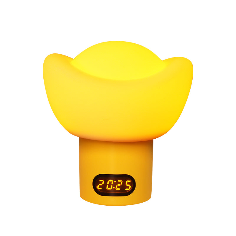 💰 Gold Ingot Zero Blue Light Baby Night Light, FDA Food Grade Silicone Nursery Lamp with Remote Control, Digital Clock & Custom Timer, Dimmable Rechargeable Bedside Sleep Lamp