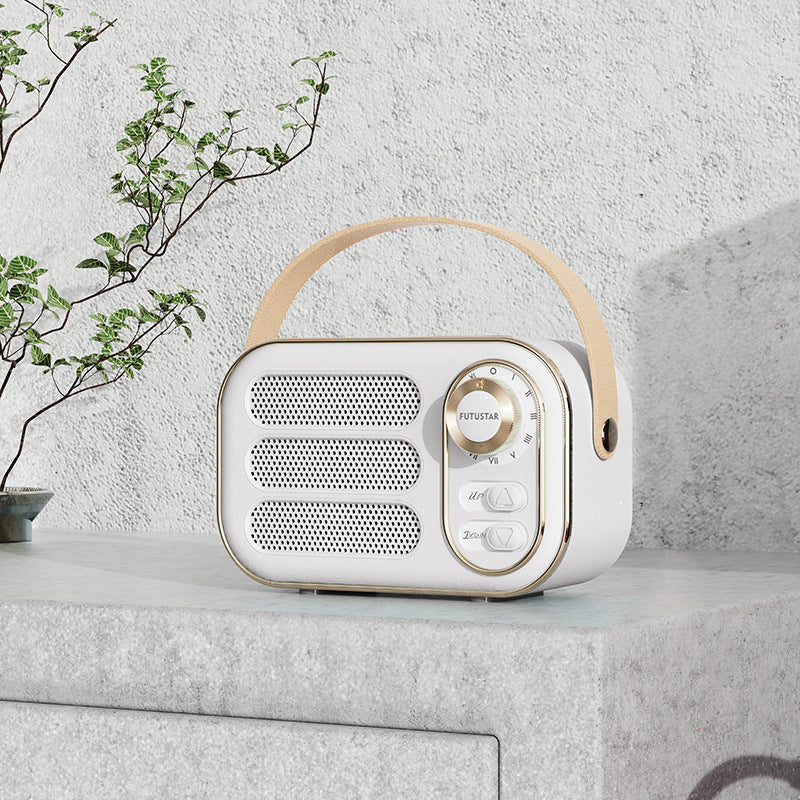 📻 Vintage Portable Bluetooth 5.0 Speaker, Retro Radio Style Hi-Fi Bass Mini Wireless Speaker with Leather Handle Support AUX TF Card for Desk Home Decor