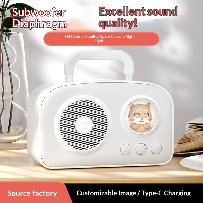 🔊 Cute Portable Bluetooth 5.3 Speaker, 5W Hi-Fi Mini Wireless Speaker Support TF Card AUX FM Radio, Type-C Rechargeable Small Outdoor Speaker