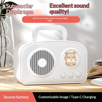 🔊 Cute Portable Bluetooth 5.3 Speaker, 5W Hi-Fi Mini Wireless Speaker Support TF Card AUX FM Radio, Type-C Rechargeable Small Outdoor Speaker