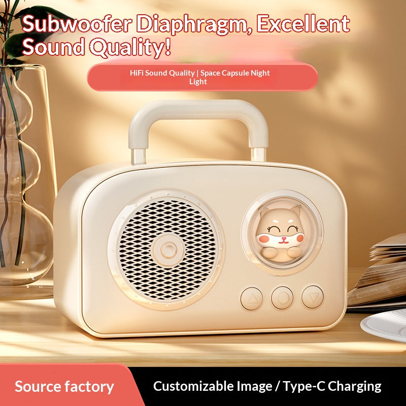 🔊 Cute Portable Bluetooth 5.3 Speaker, 5W Hi-Fi Mini Wireless Speaker Support TF Card AUX FM Radio, Type-C Rechargeable Small Outdoor Speaker
