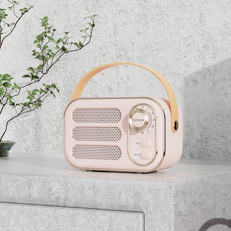 📻 Vintage Portable Bluetooth 5.0 Speaker, Retro Radio Style Hi-Fi Bass Mini Wireless Speaker with Leather Handle Support AUX TF Card for Desk Home Decor