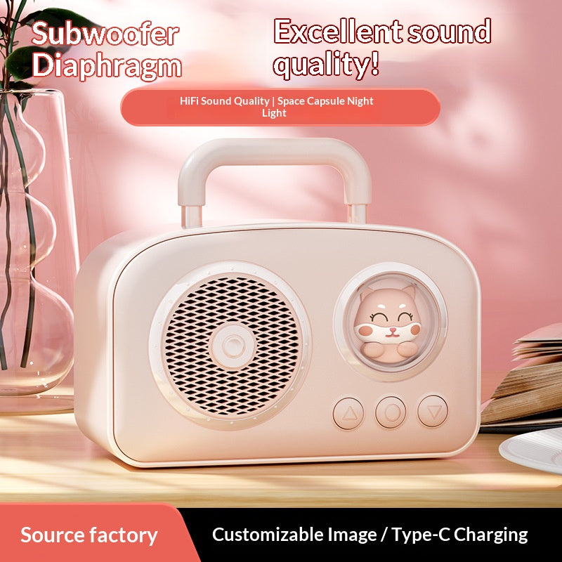 🔊 Cute Portable Bluetooth 5.3 Speaker, 5W Hi-Fi Mini Wireless Speaker Support TF Card AUX FM Radio, Type-C Rechargeable Small Outdoor Speaker