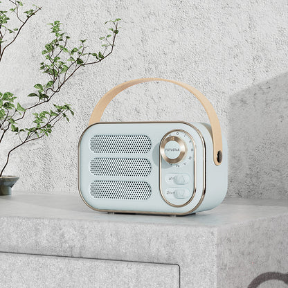 📻 Vintage Portable Bluetooth 5.0 Speaker, Retro Radio Style Hi-Fi Bass Mini Wireless Speaker with Leather Handle Support AUX TF Card for Desk Home Decor
