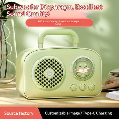🔊 Cute Portable Bluetooth 5.3 Speaker, 5W Hi-Fi Mini Wireless Speaker Support TF Card AUX FM Radio, Type-C Rechargeable Small Outdoor Speaker