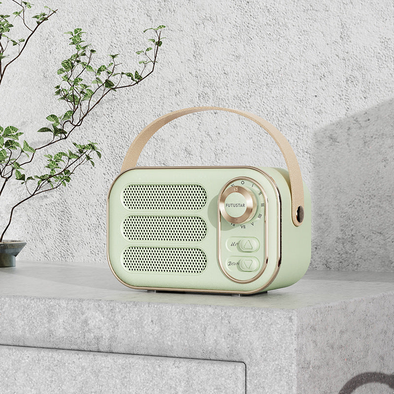 📻 Vintage Portable Bluetooth 5.0 Speaker, Retro Radio Style Hi-Fi Bass Mini Wireless Speaker with Leather Handle Support AUX TF Card for Desk Home Decor
