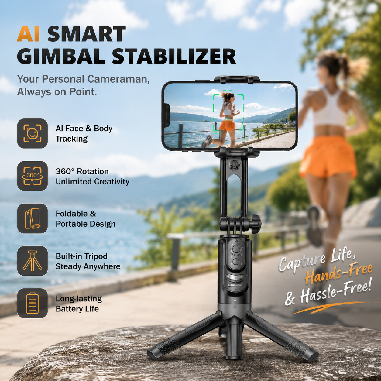 📸 Mini Single Axis Phone Gimbal Stabilizer with 3-Color Fill Light, 360° Rotation Portable Handheld Smartphone Video Stabilizer for Vlog Selfie Night Shooting
