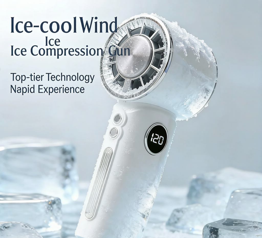 ❄️ Instant Ice Compression Cooling Handheld Turbo Fan, 100+ Adjustable Speed LED Display Portable Pocket Fan, USB-C Rechargeable Personal Air Cooler for Summer Outdoor Travel
