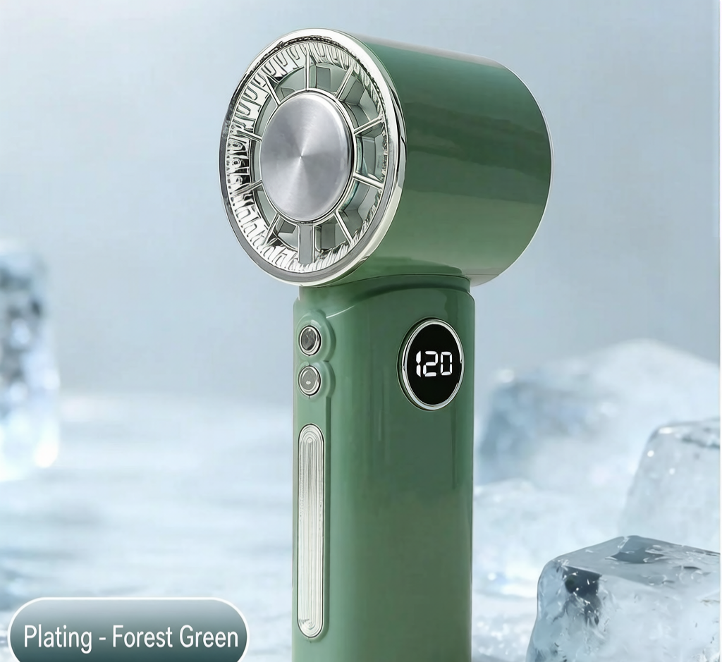 ❄️ Instant Ice Compression Cooling Handheld Turbo Fan, 100+ Adjustable Speed LED Display Portable Pocket Fan, USB-C Rechargeable Personal Air Cooler for Summer Outdoor Travel