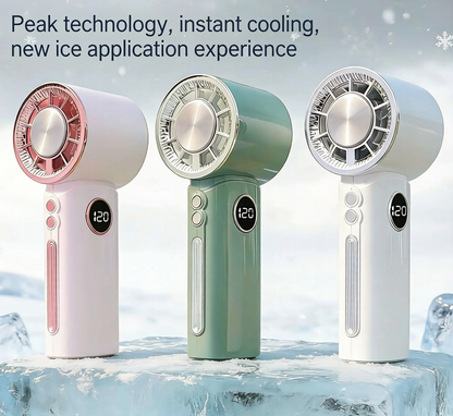 ❄️ Instant Ice Compression Cooling Handheld Turbo Fan, 100+ Adjustable Speed LED Display Portable Pocket Fan, USB-C Rechargeable Personal Air Cooler for Summer Outdoor Travel