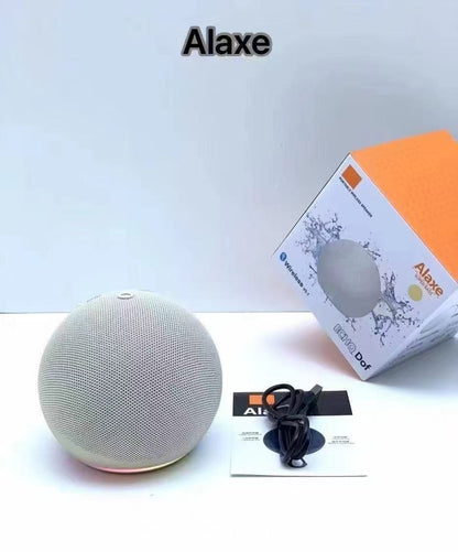 🔋Alaxe Portable Bluetooth 5.3 Speaker, IPX5 Waterproof Mini Ball Wireless Speaker with 360° Surround Sound, RGB LED Lights, Up to 12H Playtime, Compact Outdoor Speaker for Beach Camping Travel Home Party