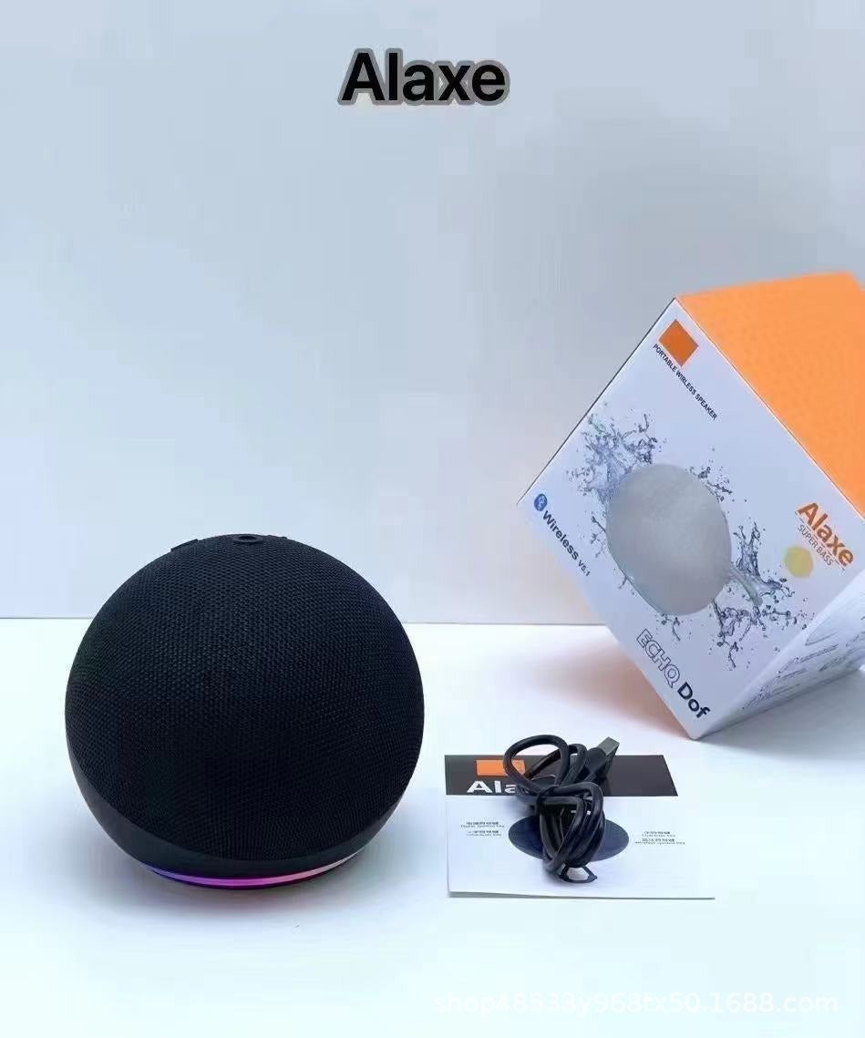 🔋Alaxe Portable Bluetooth 5.3 Speaker, IPX5 Waterproof Mini Ball Wireless Speaker with 360° Surround Sound, RGB LED Lights, Up to 12H Playtime, Compact Outdoor Speaker for Beach Camping Travel Home Party