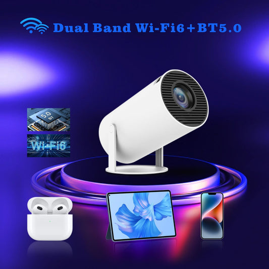 📽️Portable Smart Projector, Native 720P 4K Supported Android 11 Projector, 130" Screen, Dual Band WiFi6 & Bluetooth5.0, Auto Keystone Correction, 180° Rotatable Home Theater Projector for Indoor & Outdoor Movie